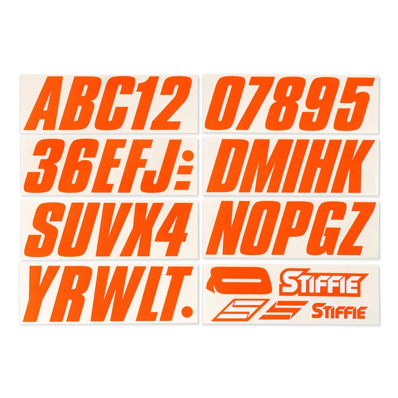 Stiffie Shift 3" ID Kit Alpha-Numeric Registration Identification Numbers Stickers Decals for Boats & Personal Watercraft (Electric Orange) - Image 3